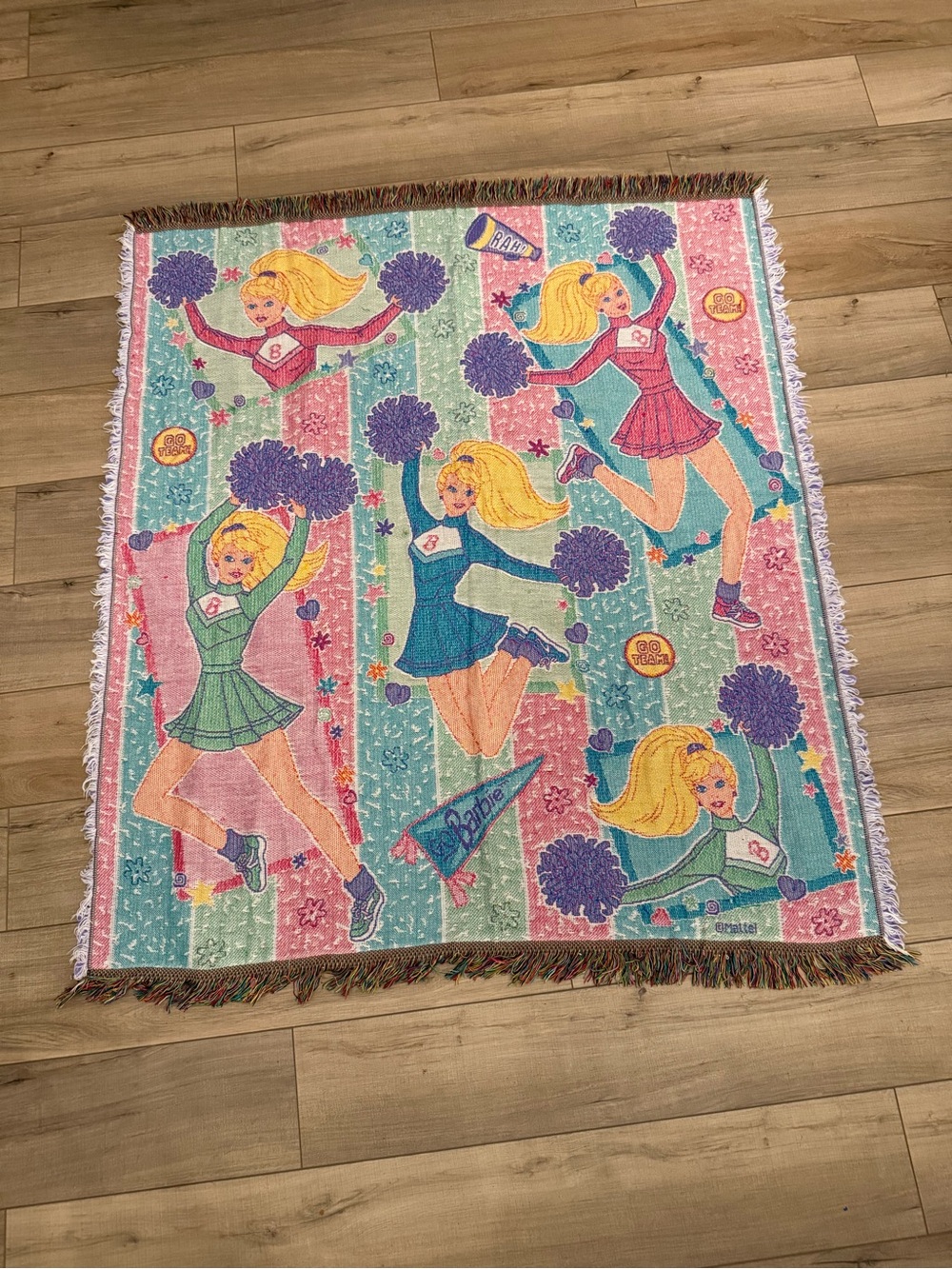 Barbie Cheerleader Wall Tapestry - Pink, Teal, Purple, Yellow